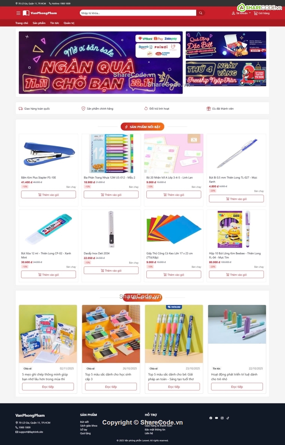 văn phòng phẩm,laravel,web thương mại điện tử,tm